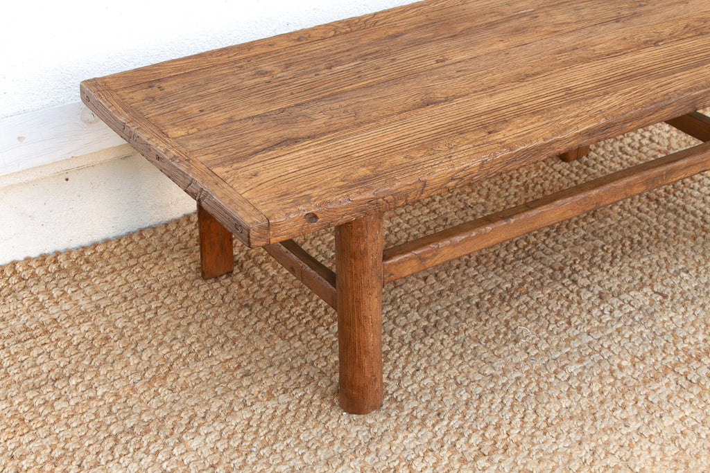 Rustic Warm Elm Stretcher Coffee Table