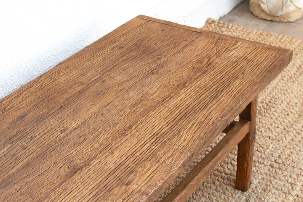 Rustic Warm Elm Stretcher Coffee Table