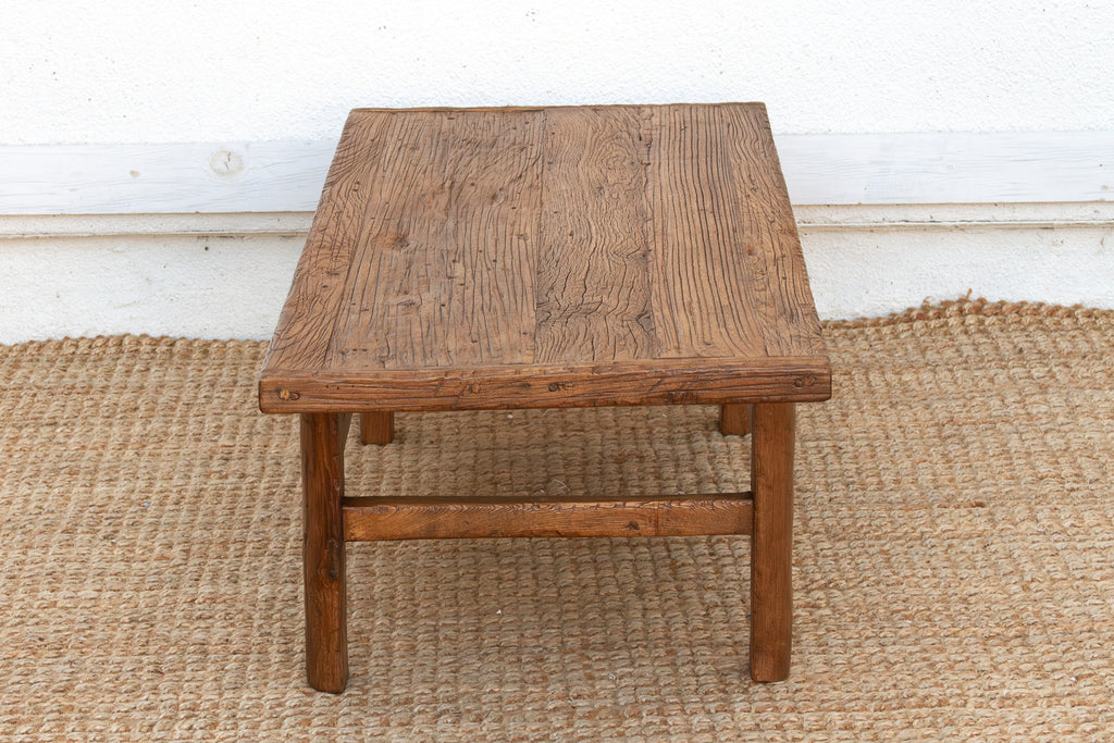 Rustic Warm Elm Stretcher Coffee Table