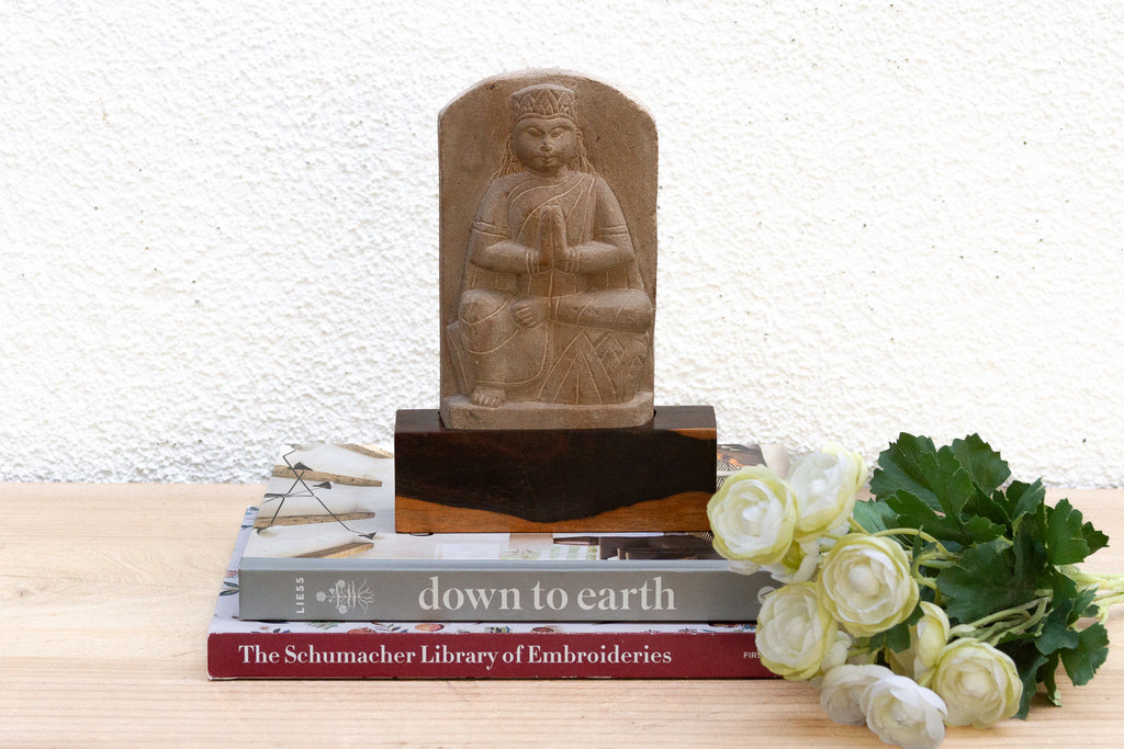 The Silent Prayer, Antique Stone Praying Figure