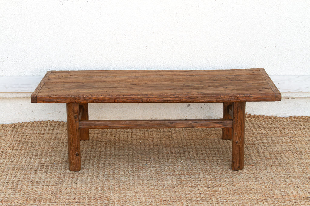 Rustic Warm Elm Stretcher Coffee Table