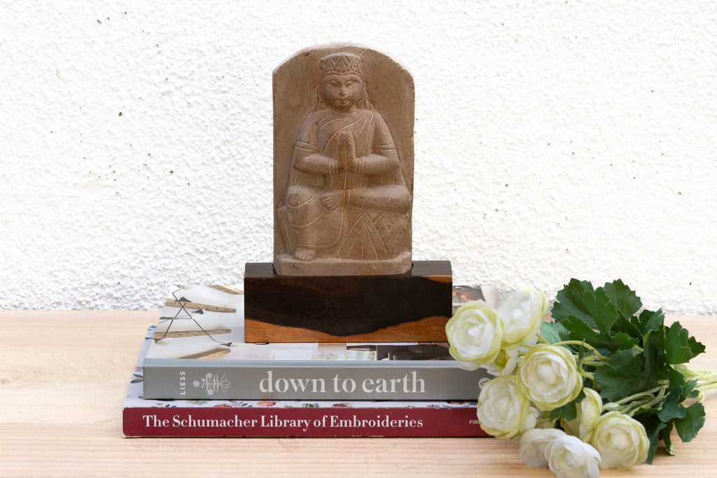 The Silent Prayer, Antique Stone Praying Figure