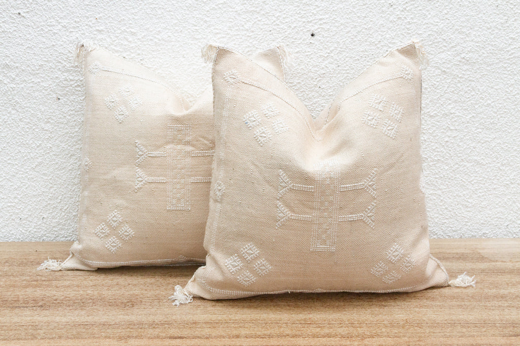 Pair of Fez Frost Silk Rug Pillows