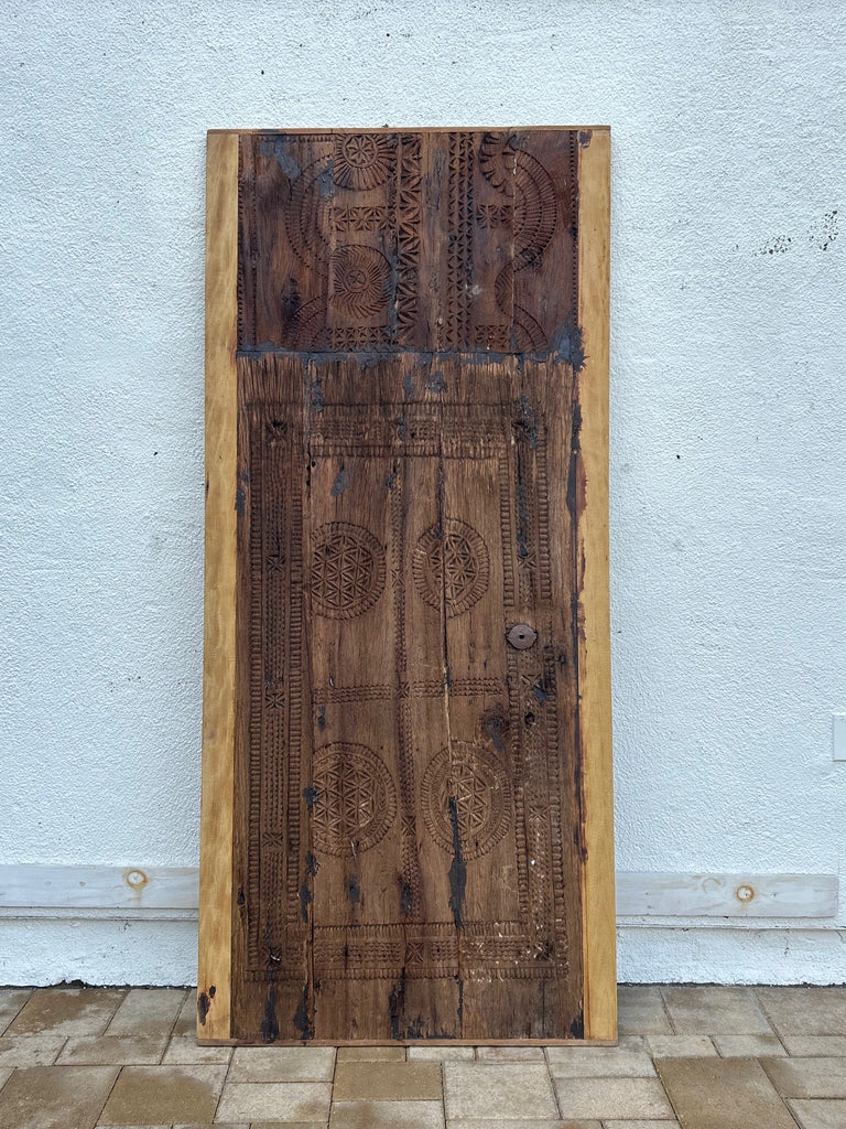 Antique Swat Valley Carved Door | Geometric 