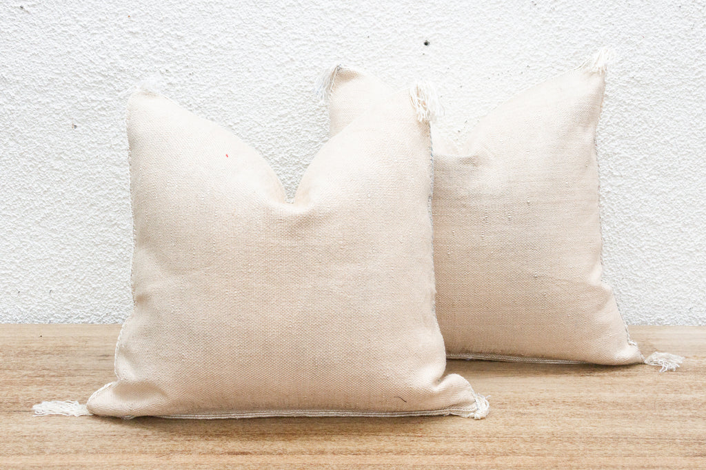 Pair of Sahara White Silk Rug Pillows