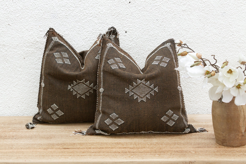 Pair of Desert Ember Silk Rug Pillows