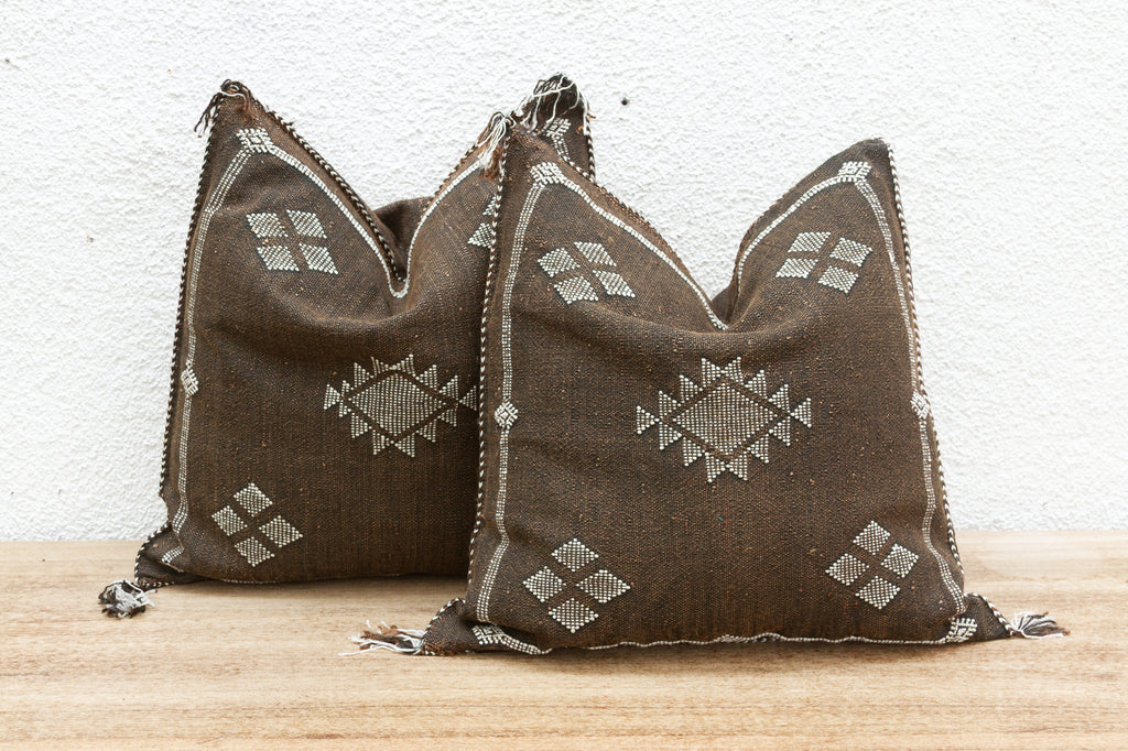 Pair of Desert Ember Silk Rug Pillows