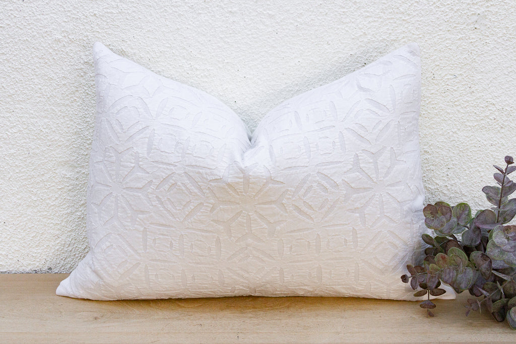 Cloud White Lumbar Applique Pillow Cover