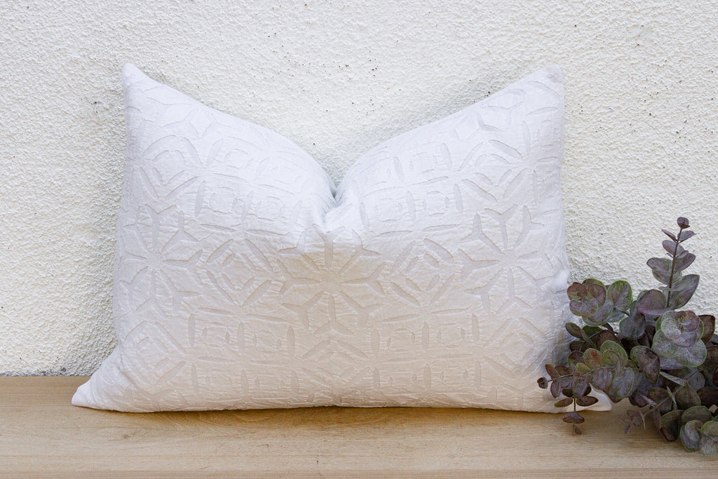 Cloud White Lumbar Applique Pillow Cover