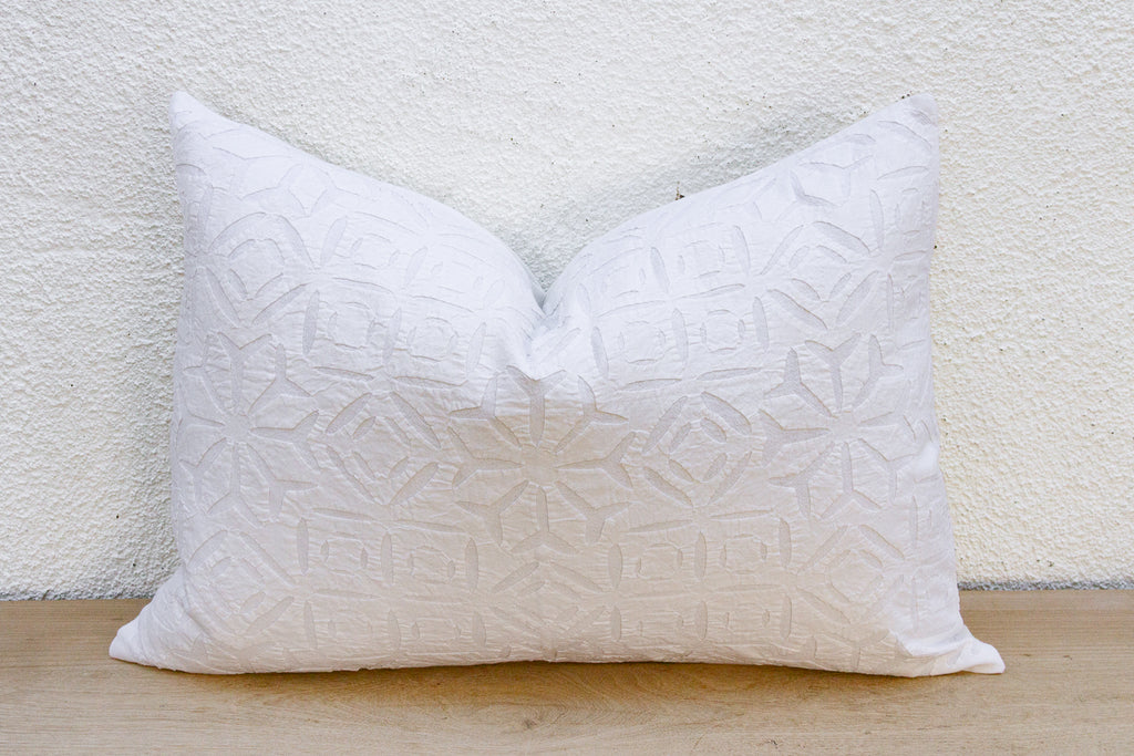 Cloud White Lumbar Applique Pillow Cover