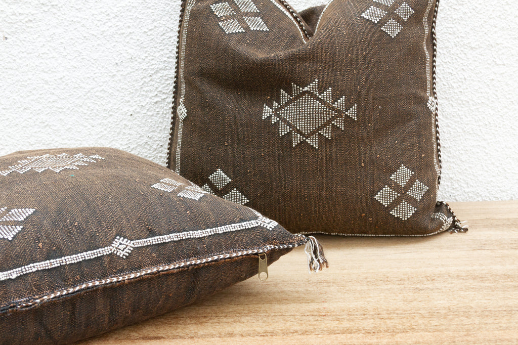 Pair of Desert Ember Silk Rug Pillows