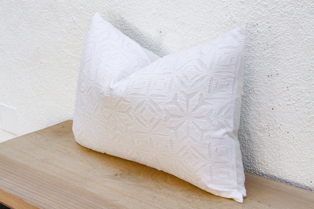 Cloud White Lumbar Applique Pillow Cover