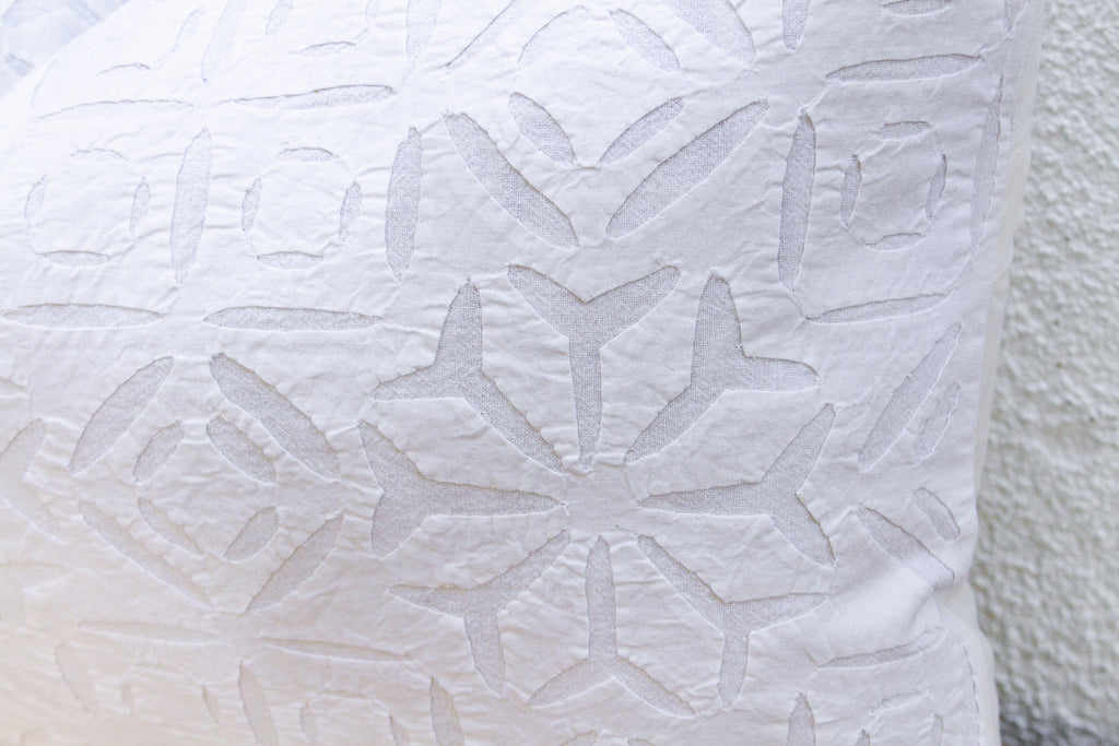 Whisper White Lumbar Applique Pillow Cover