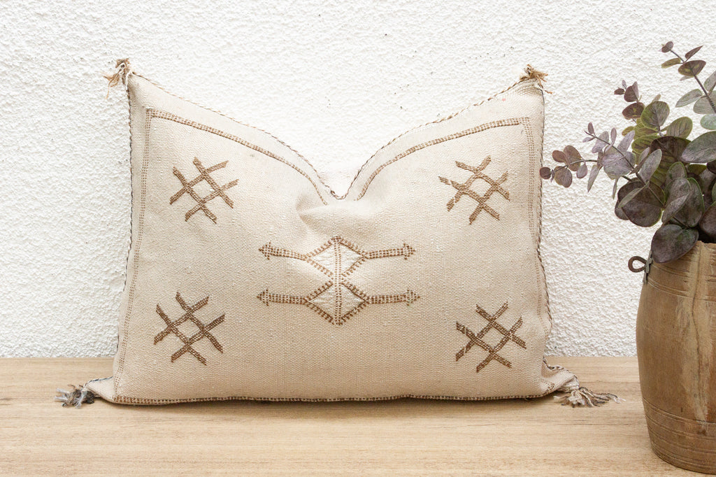 Riad Cream Silk Rug Lumbar Pillow