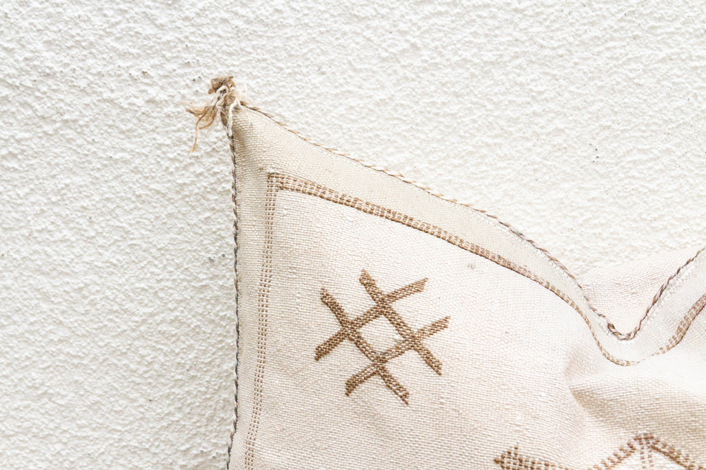 Riad Cream Silk Rug Lumbar Pillow