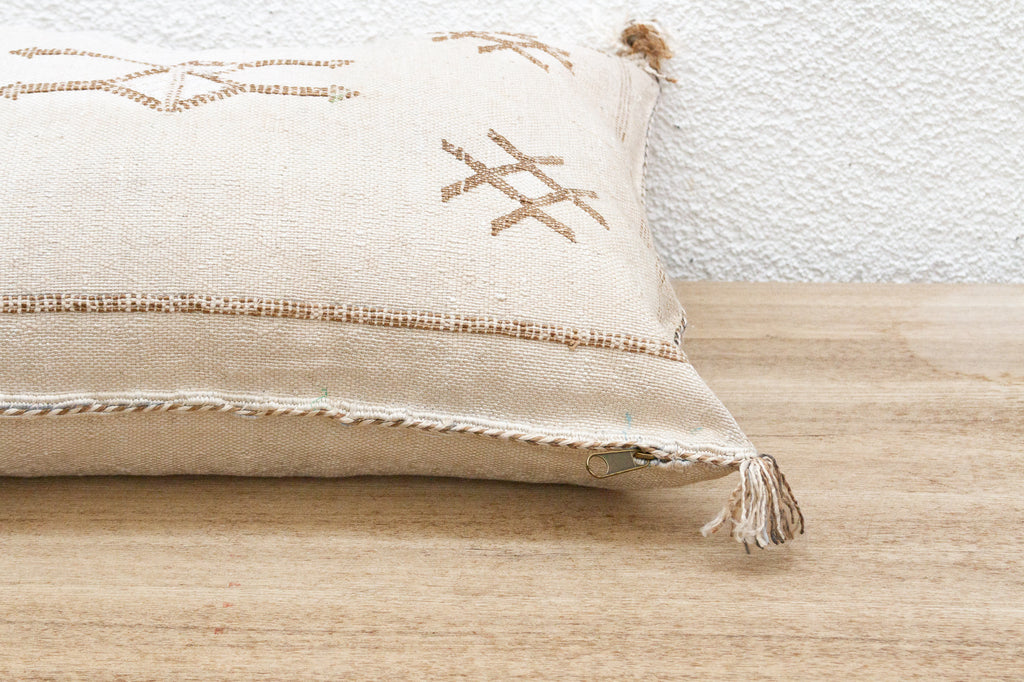 Riad Cream Silk Rug Lumbar Pillow