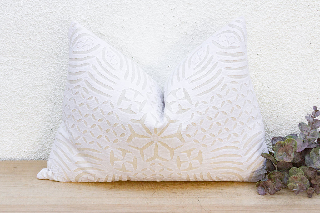 Oat Blossom Lumbar Applique Pillow Cover