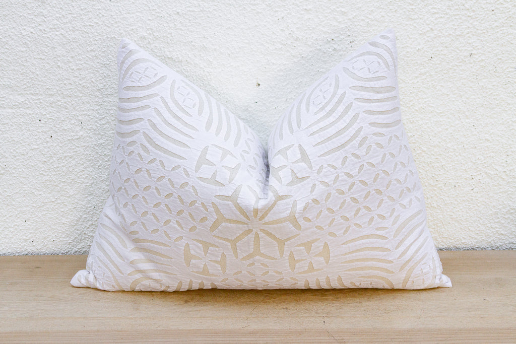 Oat Blossom Lumbar Applique Pillow Cover