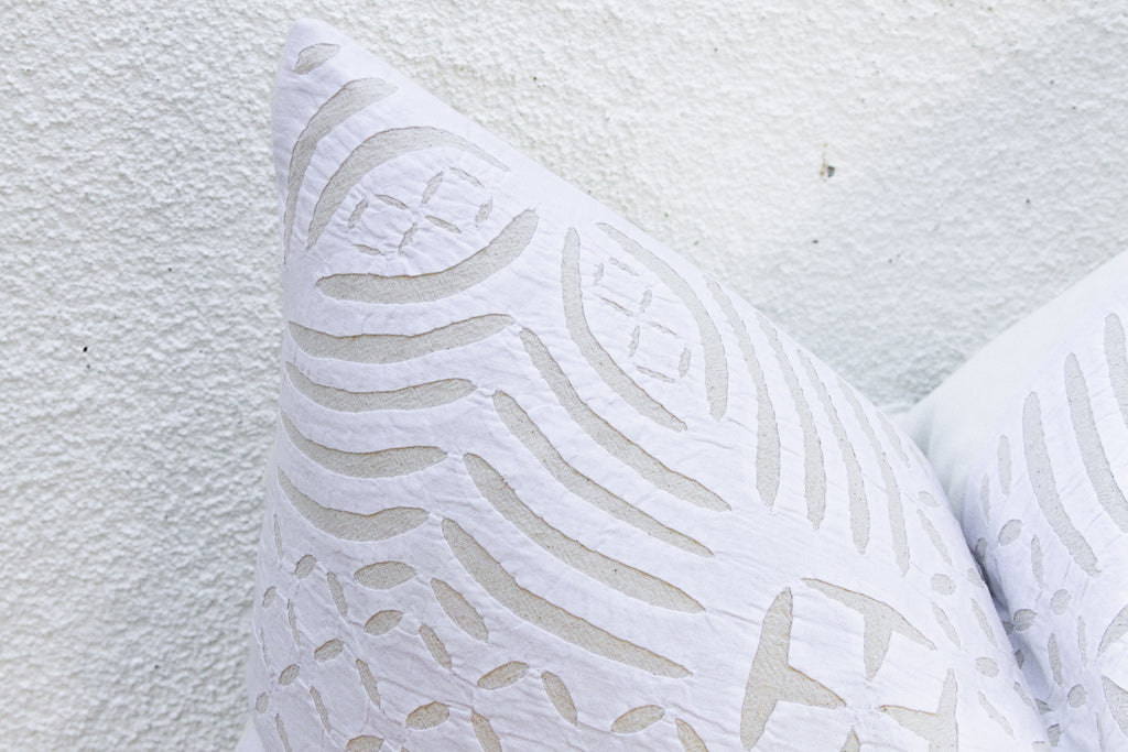 Oat Blossom Lumbar Applique Pillow Cover