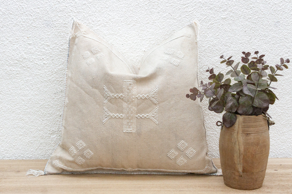 Wadi White Silk Rug Pillow