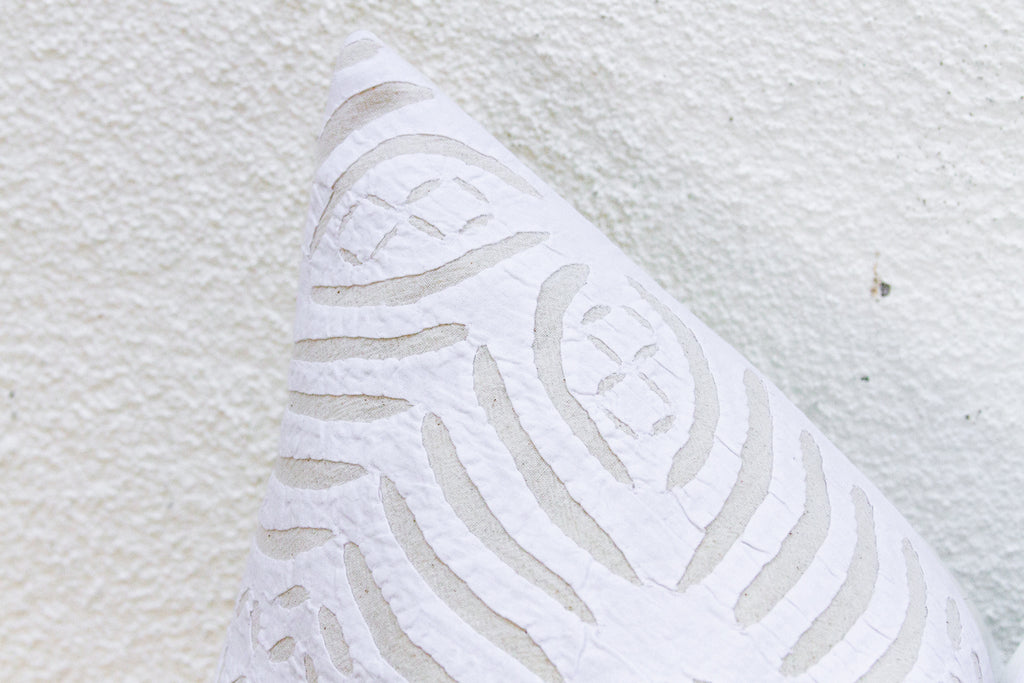 Clay White Lumbar Applique Pillow Cover