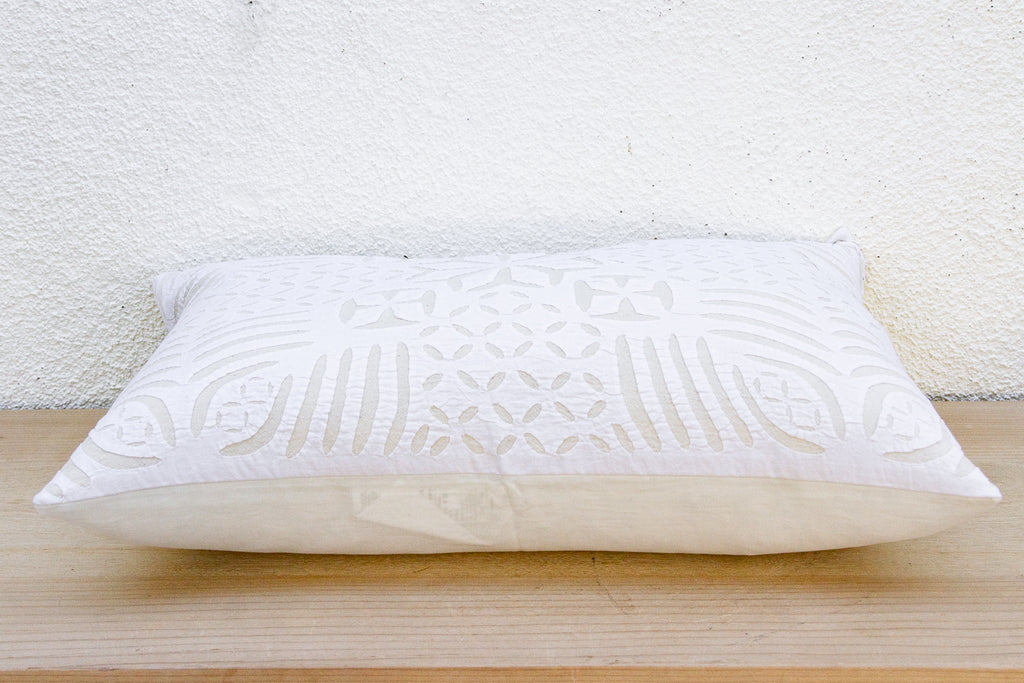 Clay White Lumbar Applique Pillow Cover