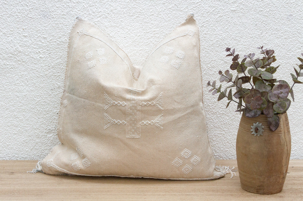 White Patina Silk Rug Pillow