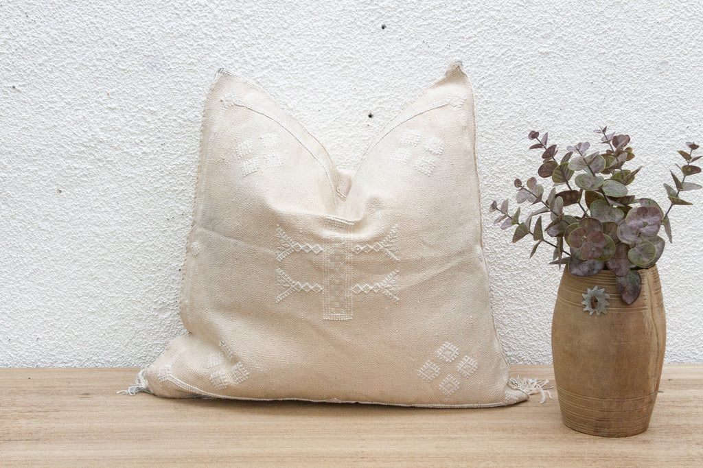 White Patina Silk Rug Pillow