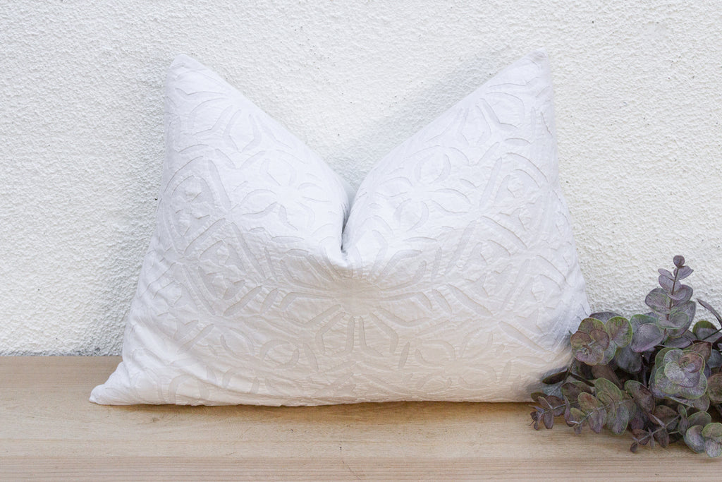 Pearl Lumbar Applique Pillow Cover