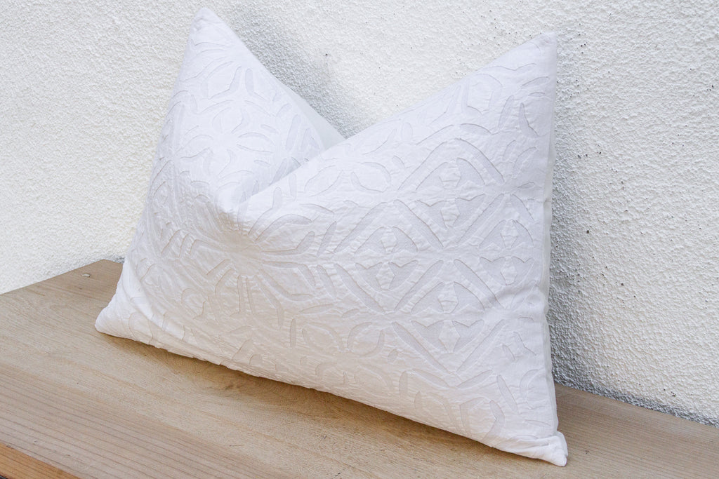 Cotton Lumbar Applique Pillow Cover