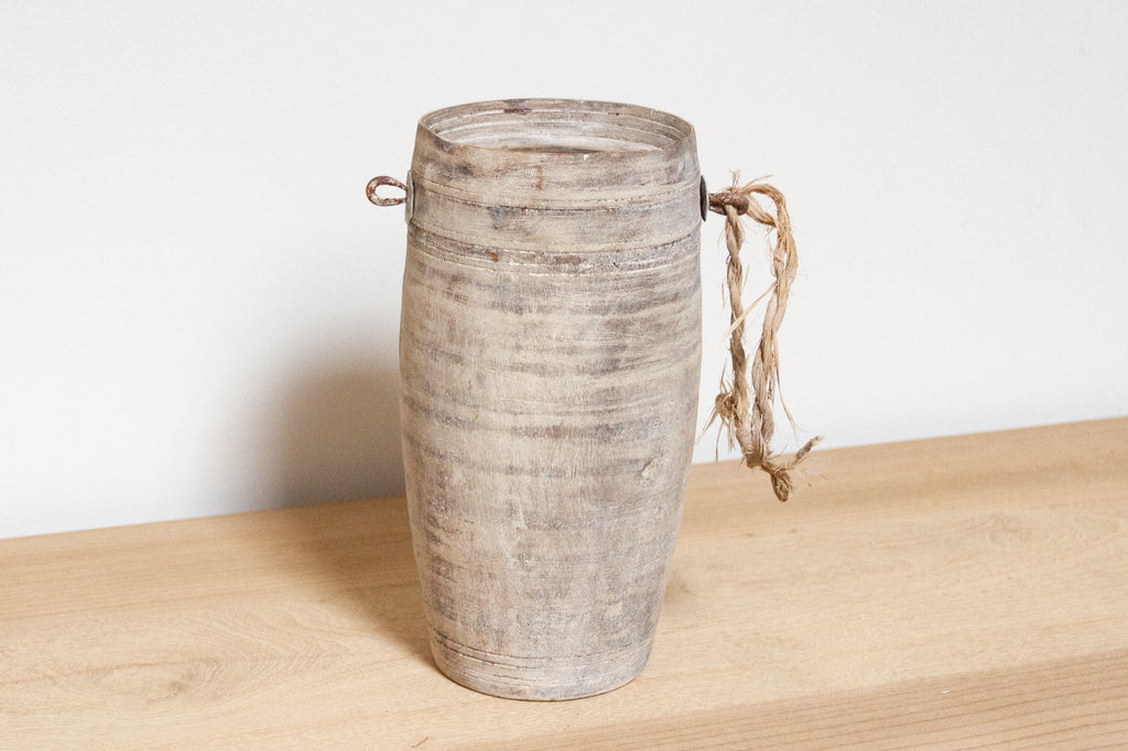Aged Bleached Wooden Pot-Ita