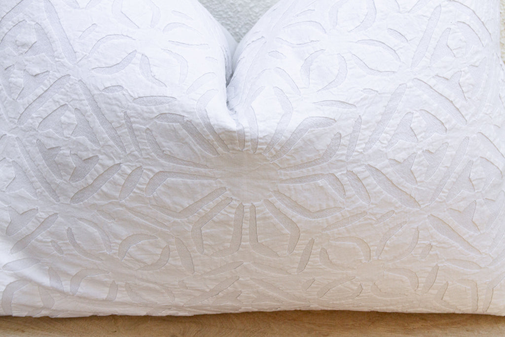 Cotton Lumbar Applique Pillow Cover (Trade)