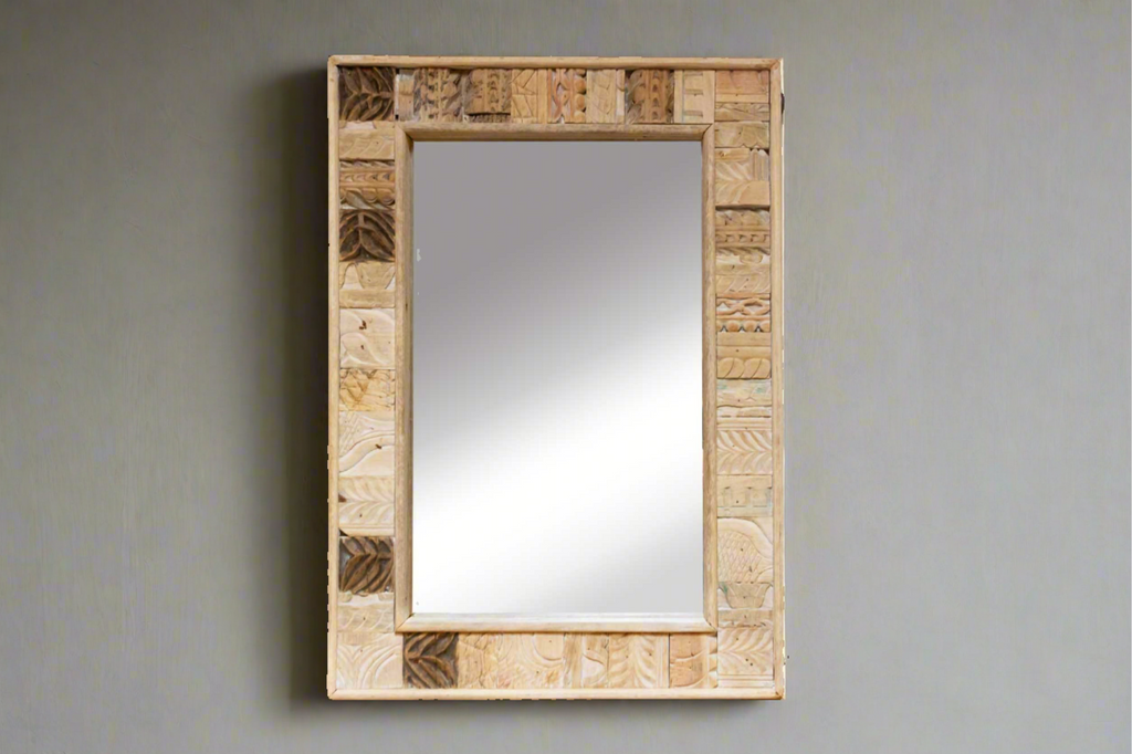 Vintage Tribal Carved Wall Mirror