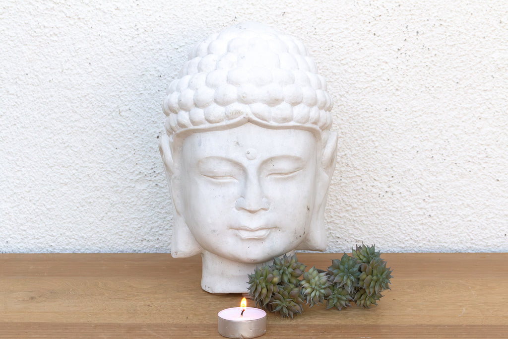 Serene Ascetic, Large Finely Carved Marble Buddha
