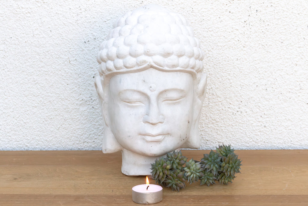 Serene Ascetic, Large Finely Carved Marble Buddha