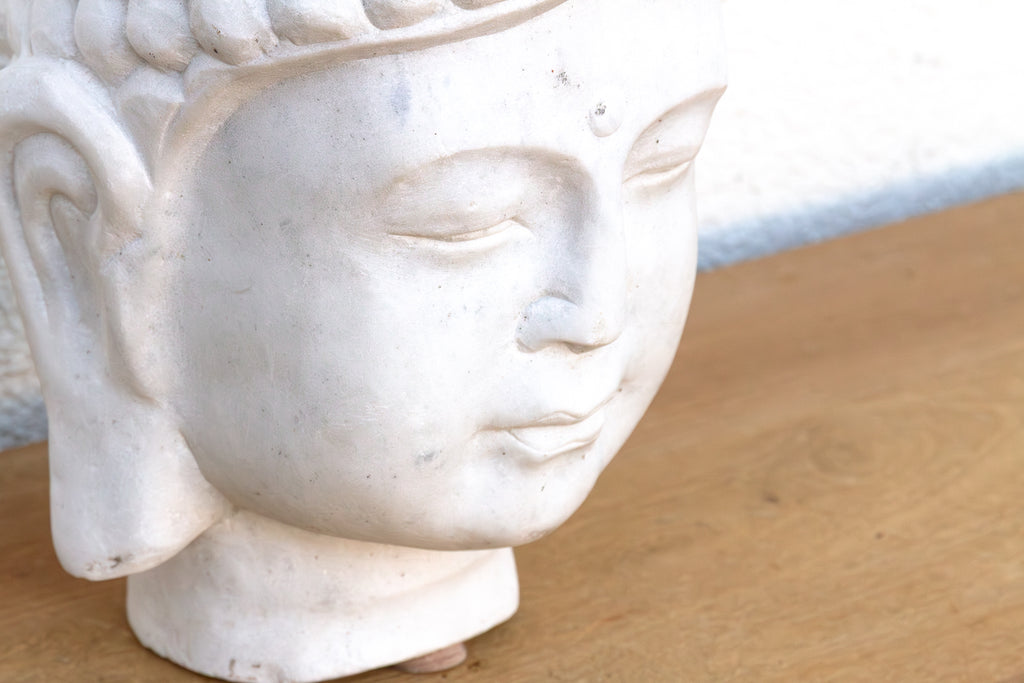 Serene Ascetic, Large Finely Carved Marble Buddha
