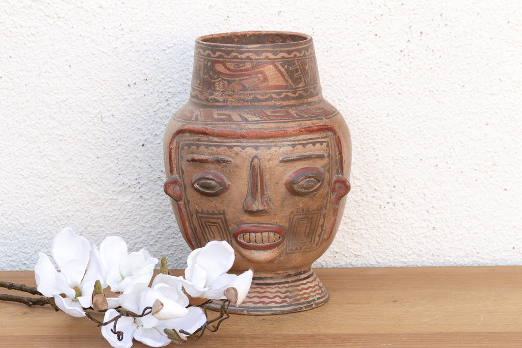 Hand-Painted Chancay Terracotta Effigy Vessel