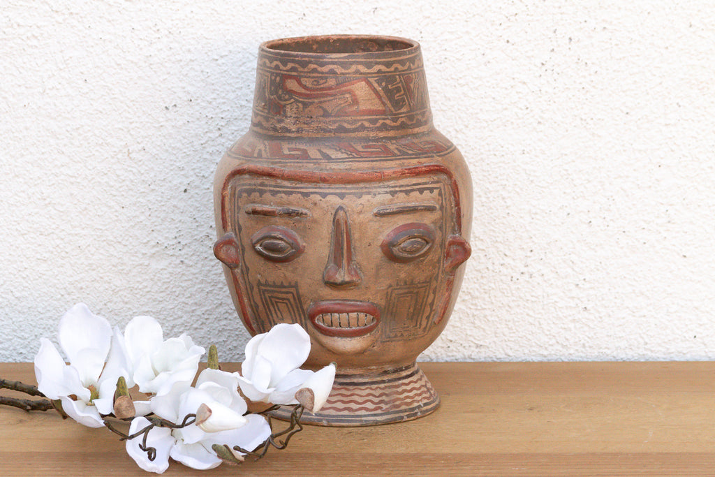 Hand-Painted Chancay Terracotta Effigy Vessel