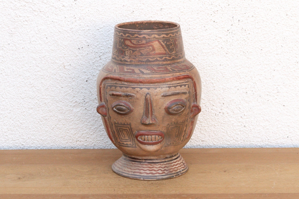 Hand-Painted Chancay Terracotta Effigy Vessel