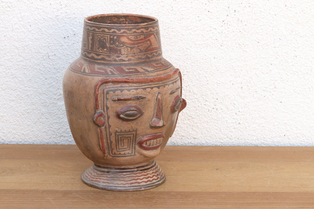 Hand-Painted Chancay Terracotta Effigy Vessel