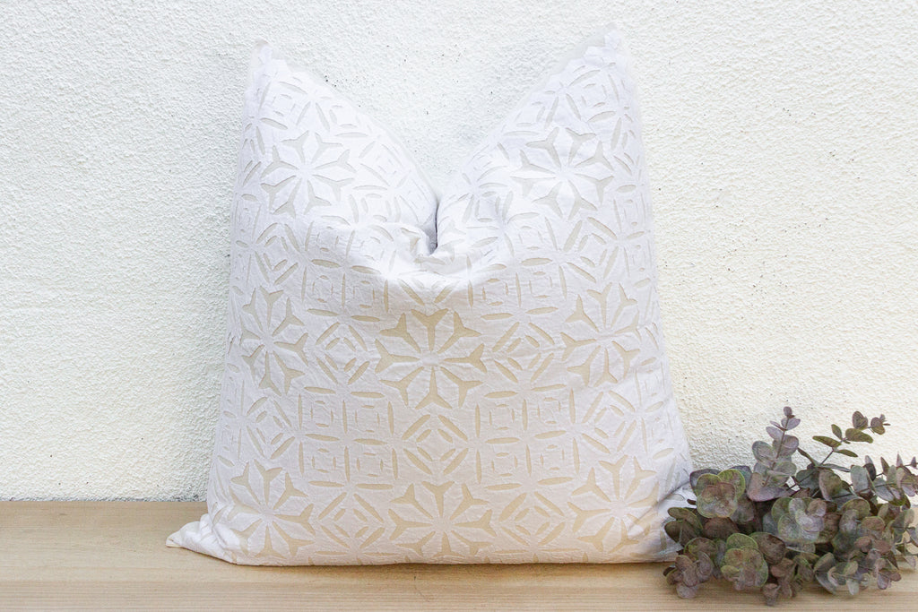 Warm Linen Euro Applique Pillow Cover