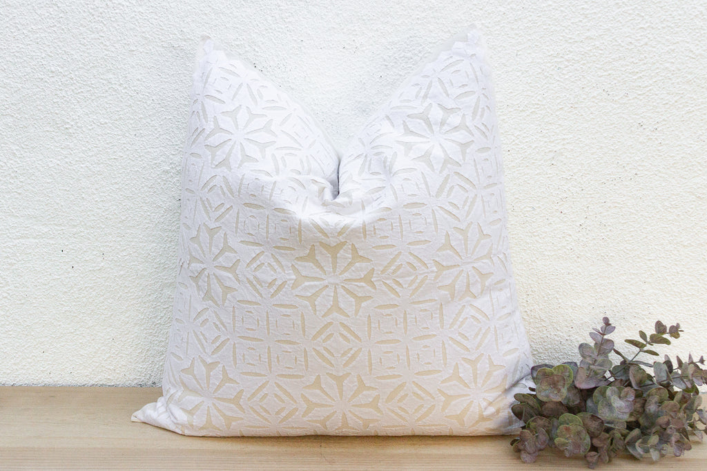 Warm Linen Euro Applique Pillow Cover