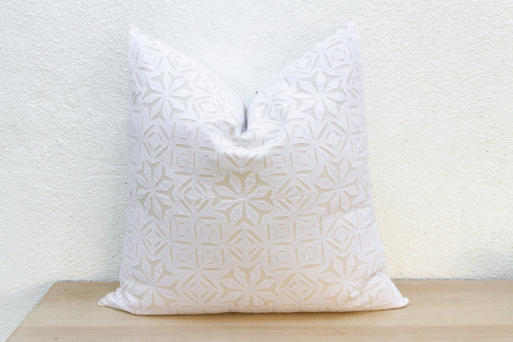 Warm Linen Euro Applique Pillow Cover