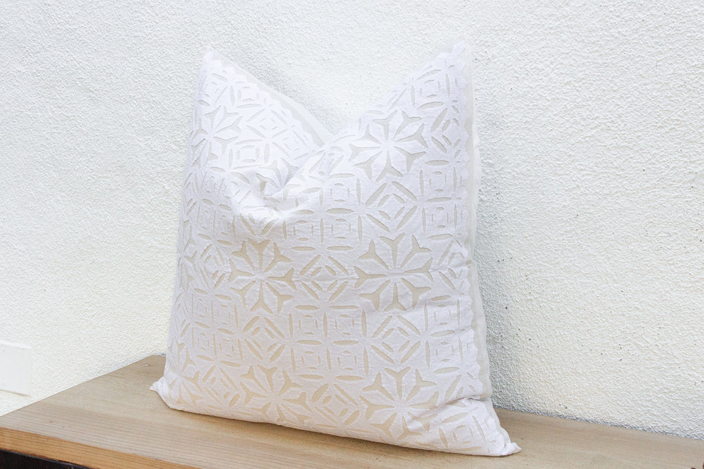 Warm Linen Euro Applique Pillow Cover