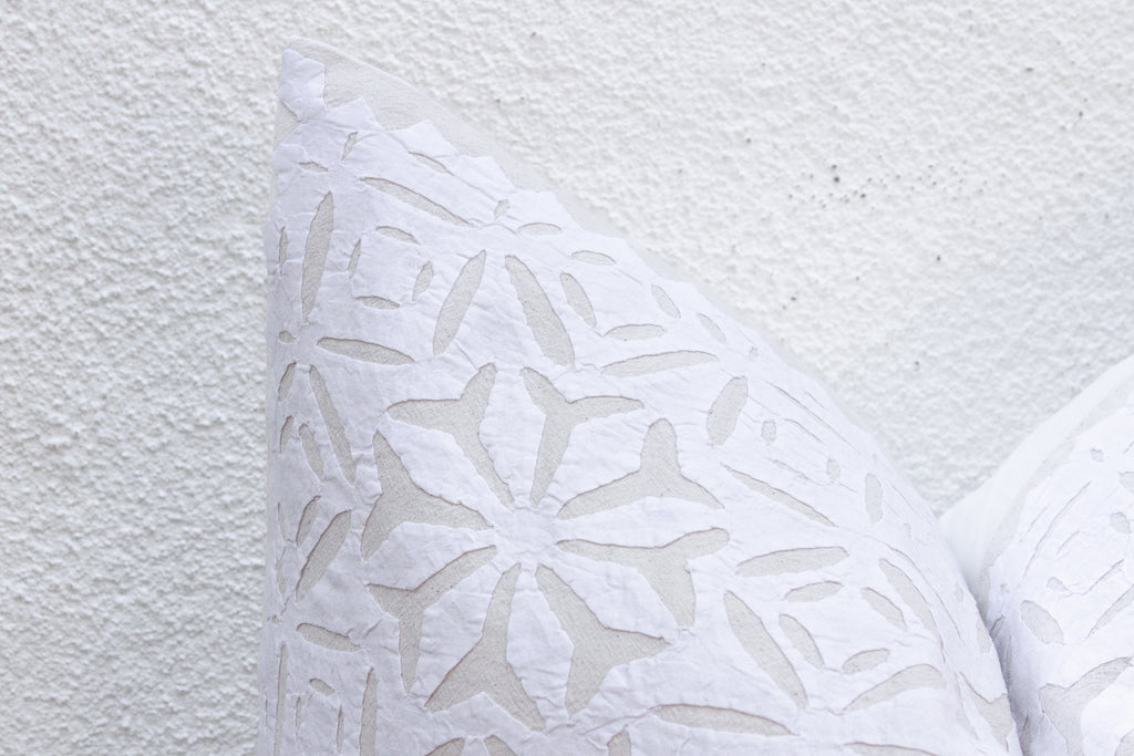 Poppy Flax Euro Applique Pillow Cover