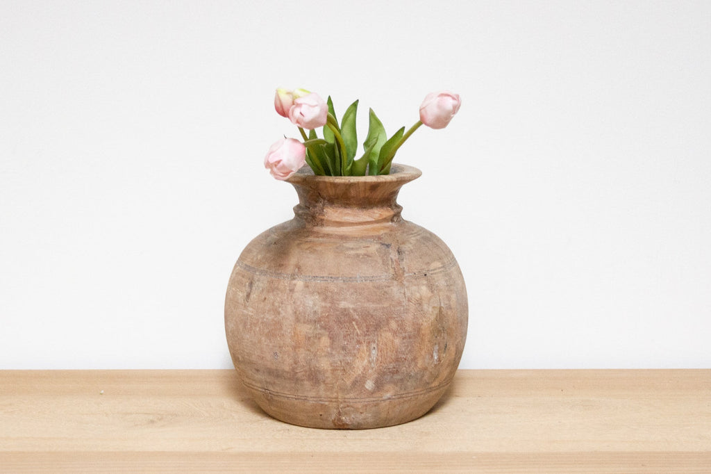 Rounded Rustic Wooden Pot-Malar