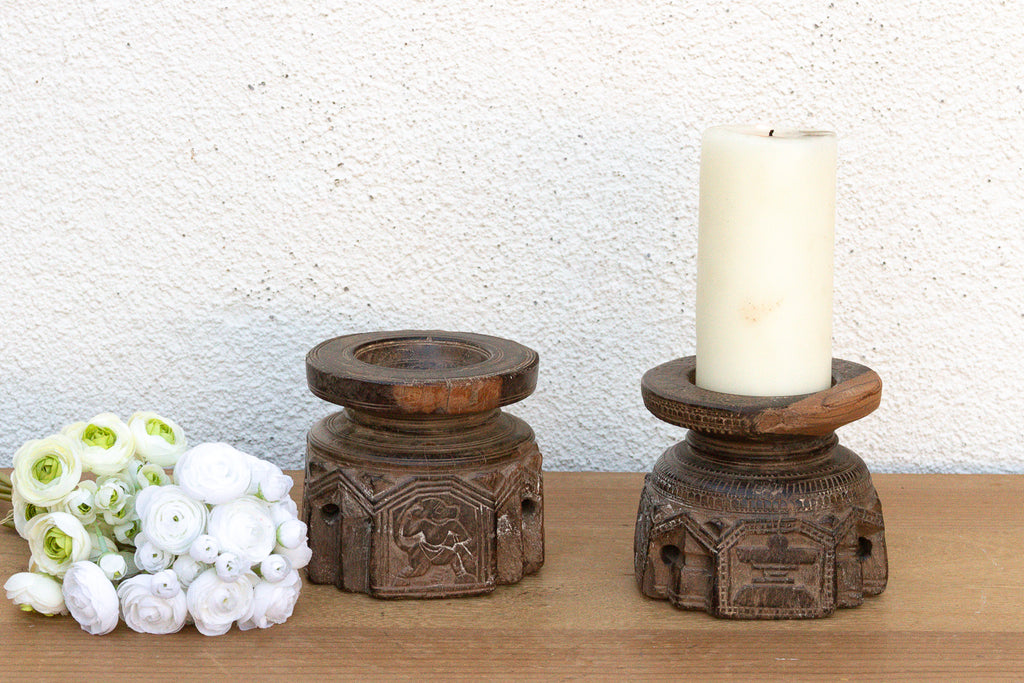 Set of 2, Antique Finely Carved Agrarian Seeders