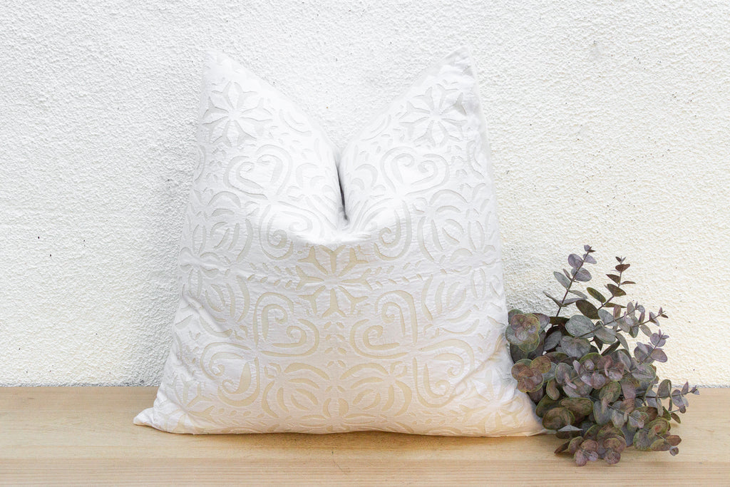 Rustic Oat Euro Applique Pillow Cover