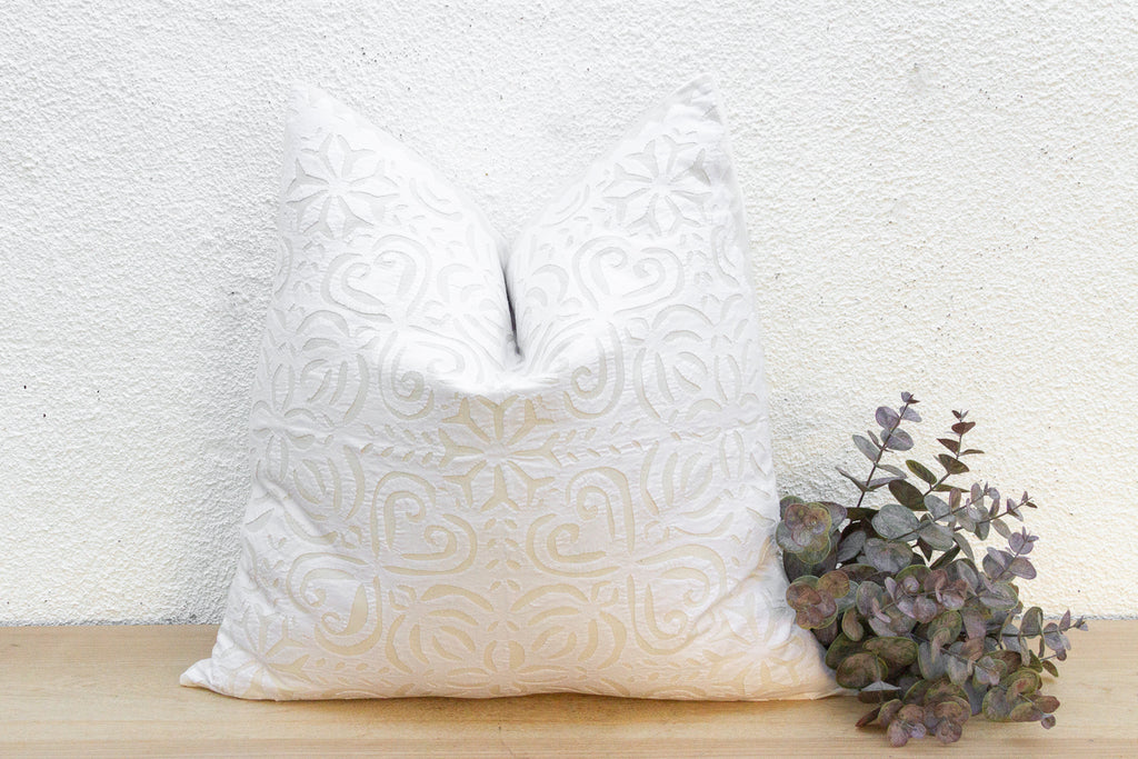 Rustic Oat Euro Applique Pillow Cover