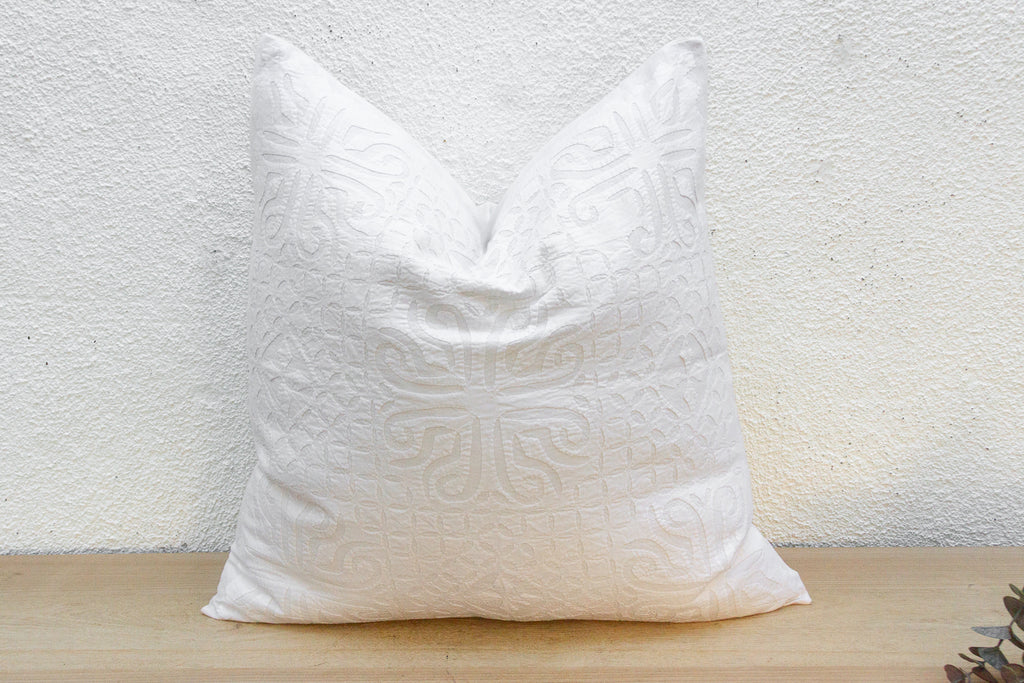 Terra Cream Euro Applique Pillow Cover